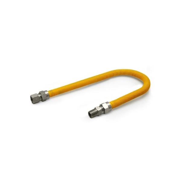 Flextron Gas Line Hose 5/8'' O.D.x30'' Len 1/2" FIPxMIP Fittings Yellow Coated Stainless Steel Flexible FTGC-YC12-30C - main